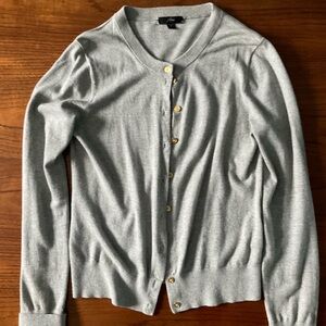 J. Crew Light Gray Cardigan with Gold Accents